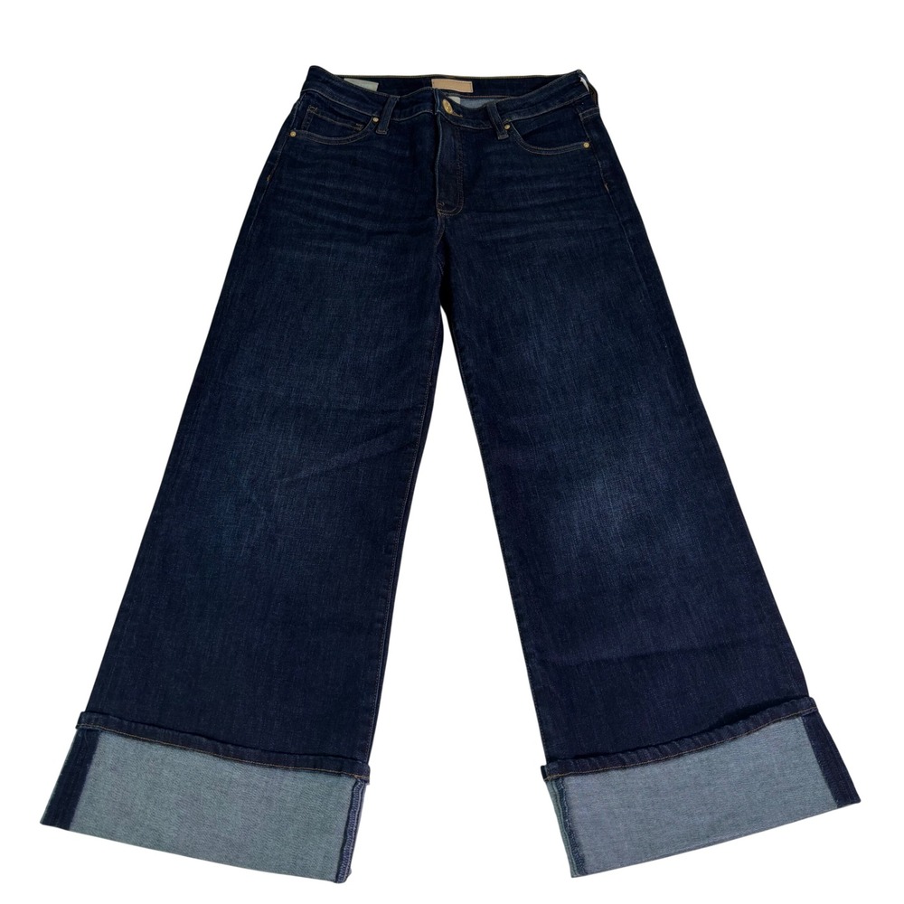 KUT from the Kloth Meg Fab Ab High Rise Wide Leg Cuffed Jeans Dark Wash 4